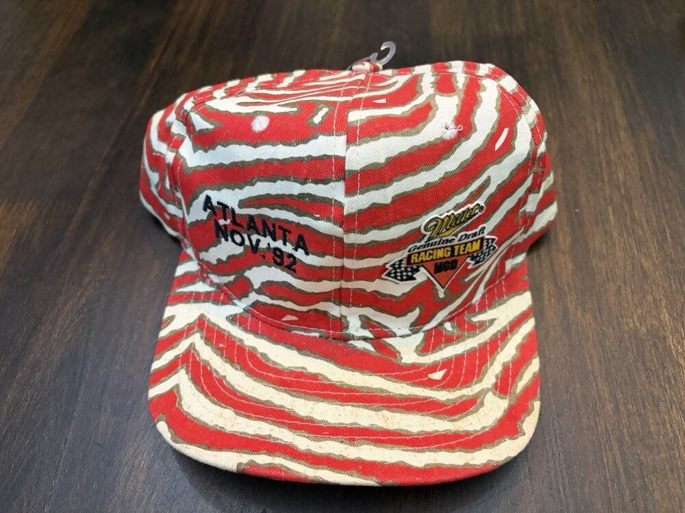 Vintage 90s Miller Racing Atlanta Speedway Zebra Snapback Hat Cap Perfect!